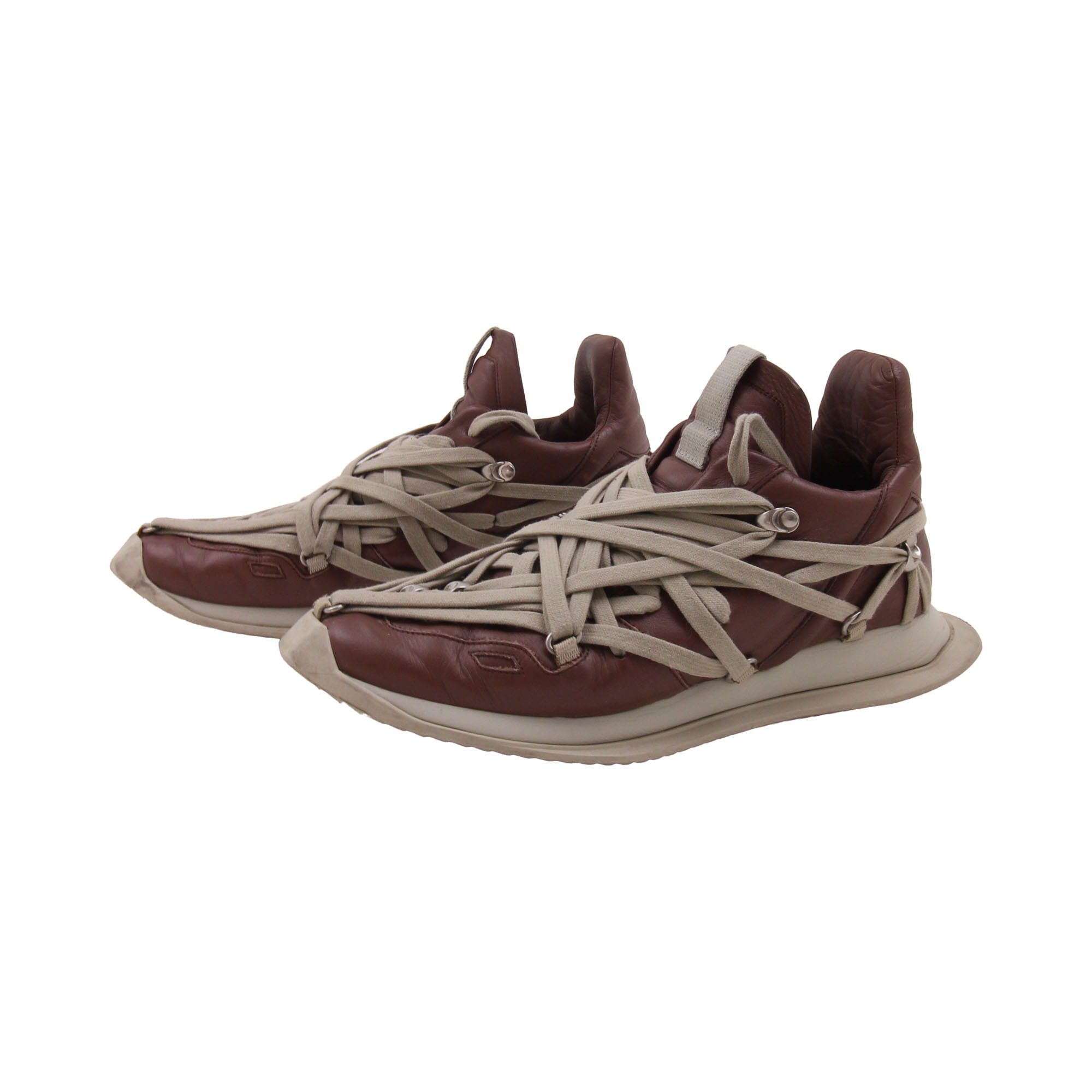 Rick Owens Burgundy Megalaced Runner - EU 43