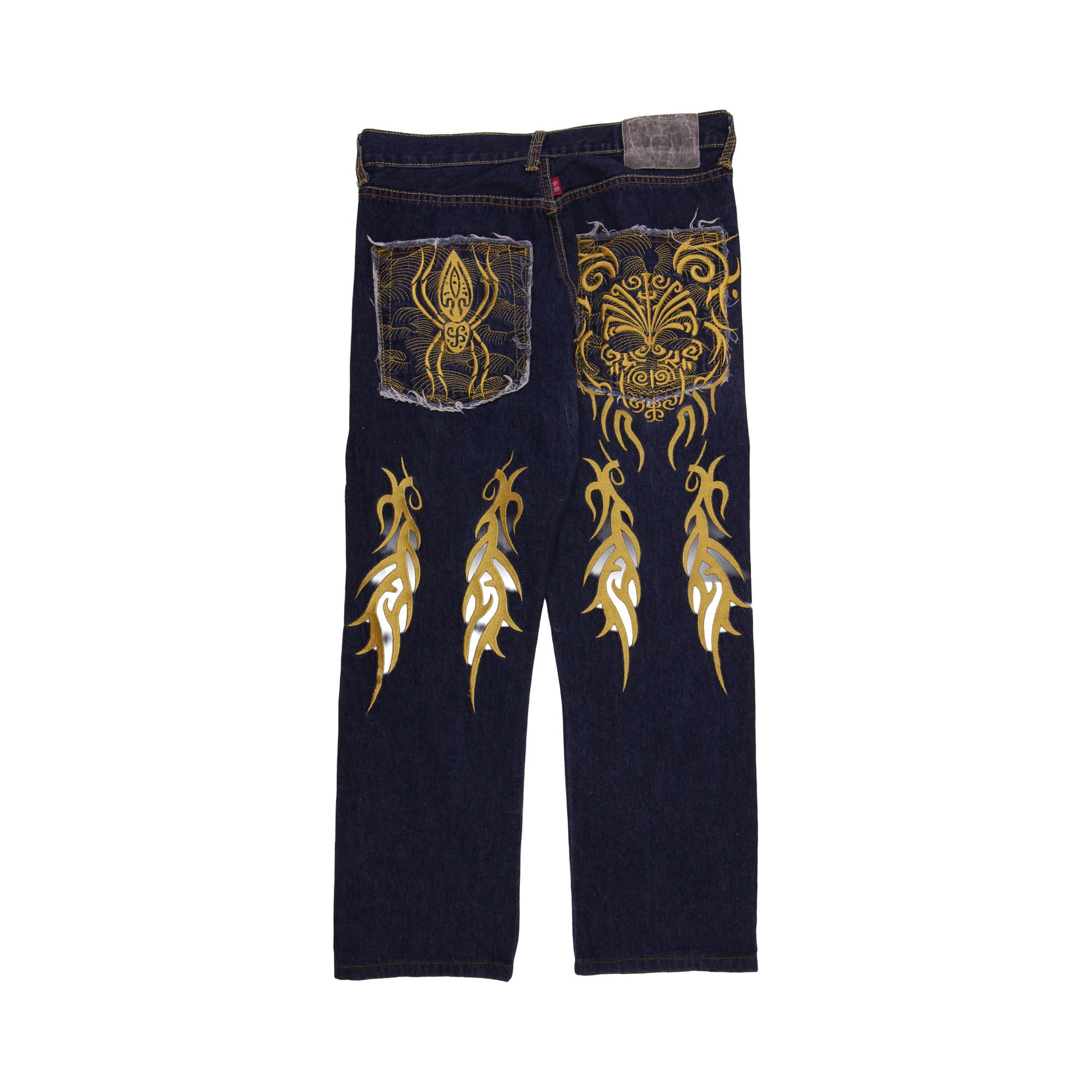 RMC  Gold Skull & Spider Embroidered Jeans - W34  